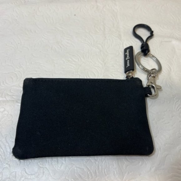 Very Bradley Black Canvas Floral Zip ID Wallet Change Purse w/Clasps - Picture 3 of 10